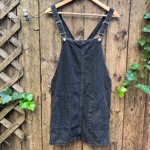 Topshop Moto Overall Dress Womens 8 Black Jean Denim Mini Pockets